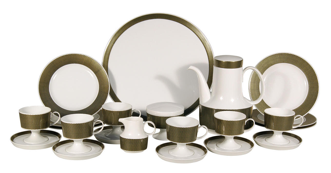 KAFFESERVICE, 16 delar, Rosenthal, Form: Komposition, Dekor: Domino, Design: Tapio Wirkkala.