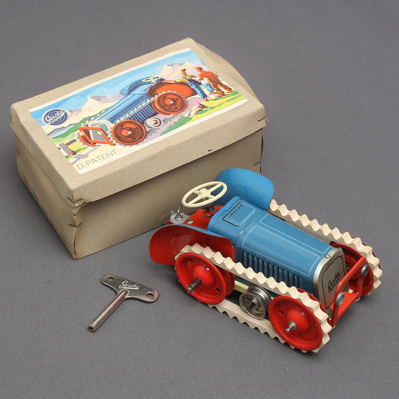 GESCHA. Crawler tractor, with original box.