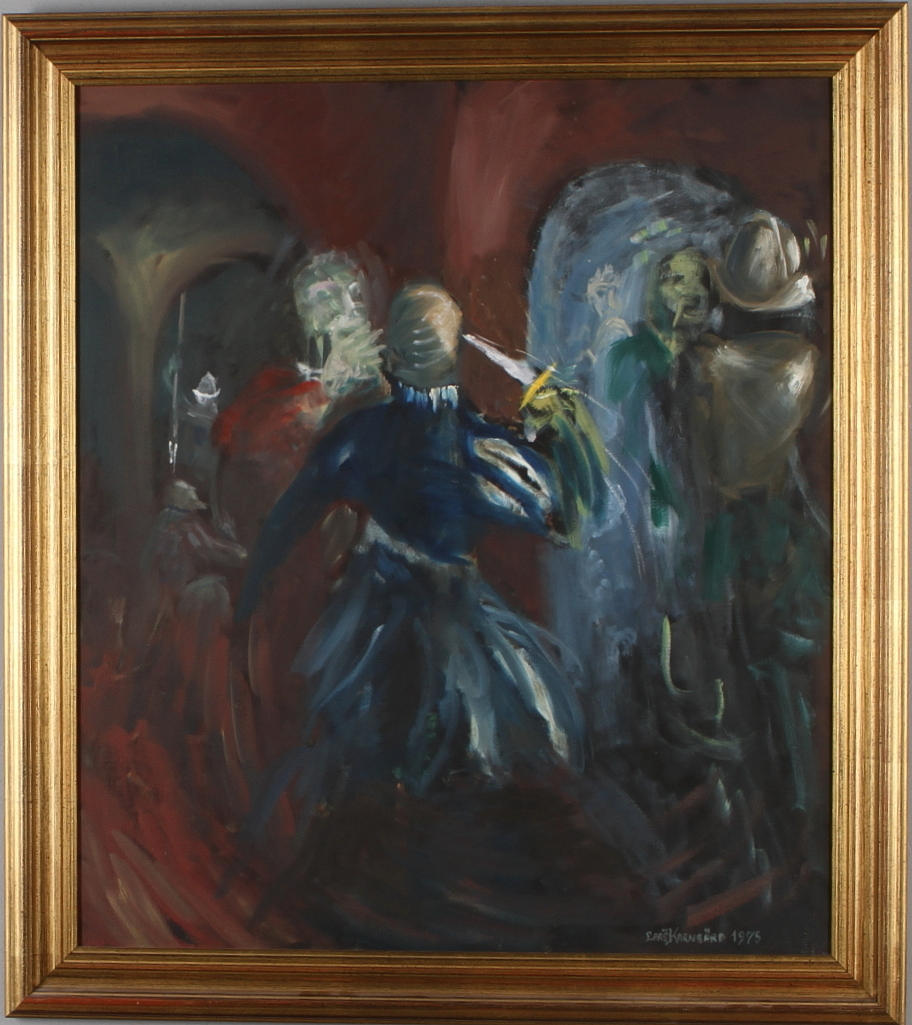 LARS KARNGÅRD. "Sturemorden", olja på duk, signerad samt daterad 1975.