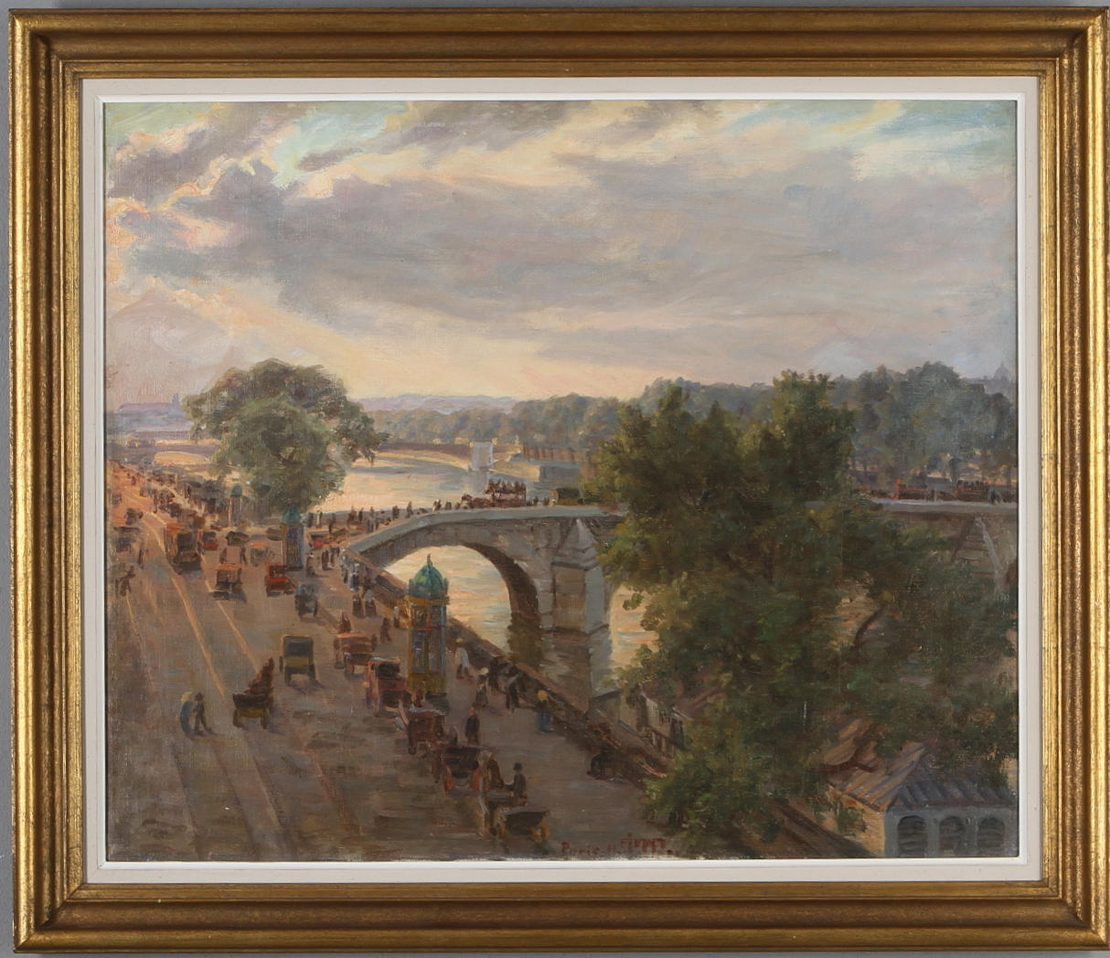 OIDENTIFIERAD KONSTNÄR. parismotiv, olja på duk, signerad.