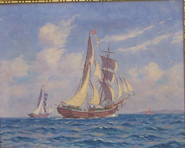 OIDENTIFIERBAR KONSTNÄR. Marinmålning, olja på duk, signerad T. Rohbe.