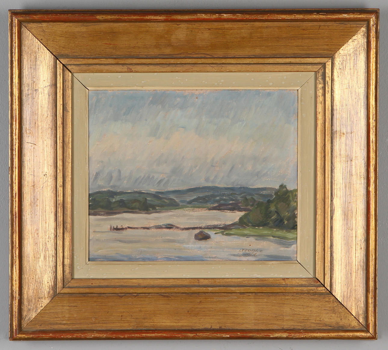 IVAR FRANKE. Insjölandskap, olja på duk, signerad och daterad 1946.
