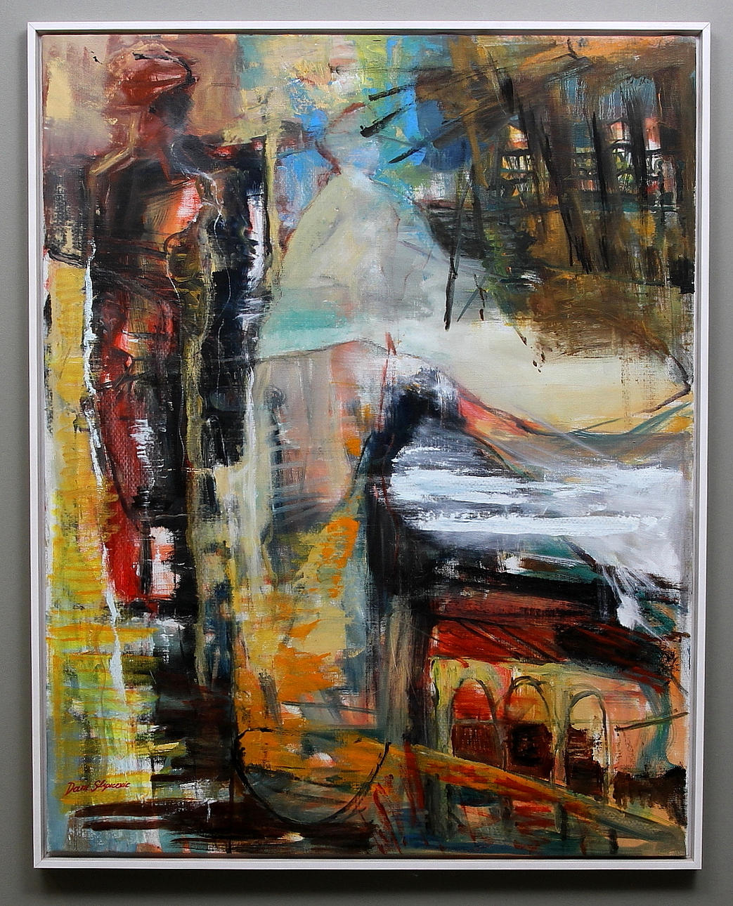 DANI  SLIPICEVIC. "Dimman, staden och nattljus". Olja på duk. Signerad.