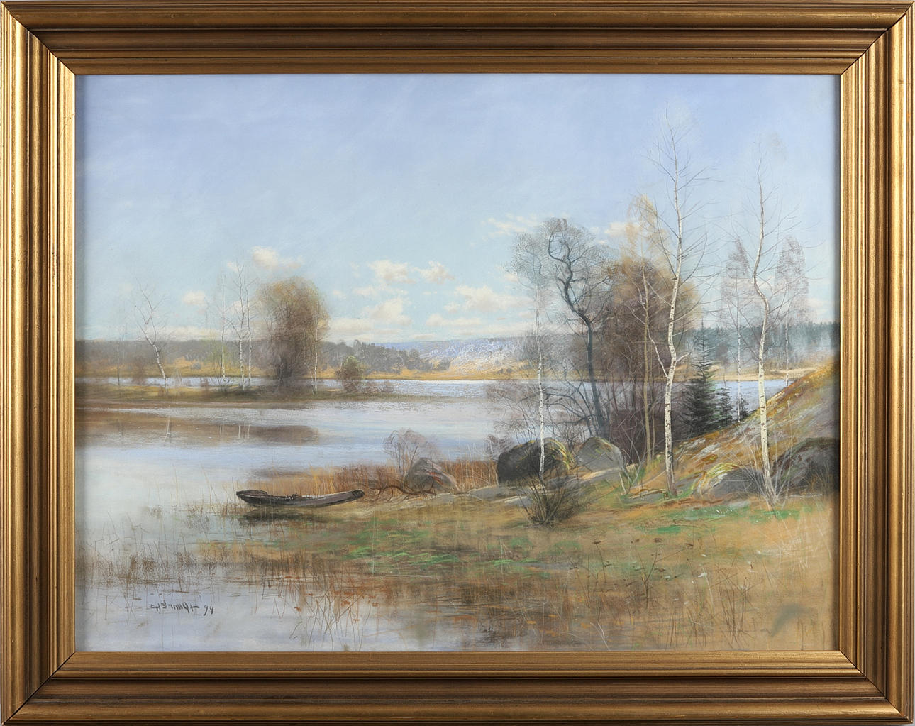 CARL BRANDT. Spring landscape with a view towards the bay.