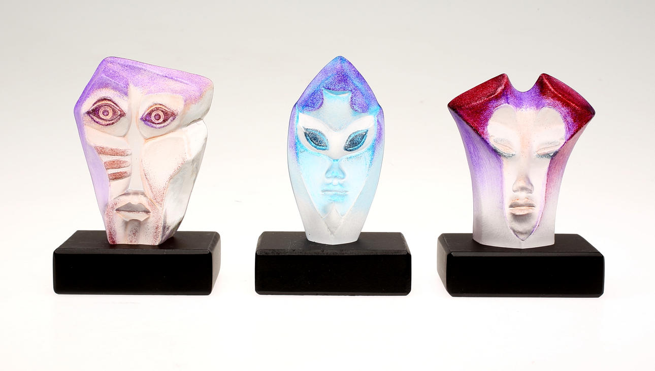 MATS JONASSON. Glasskulpturer, 3 st, etikettmärkta.