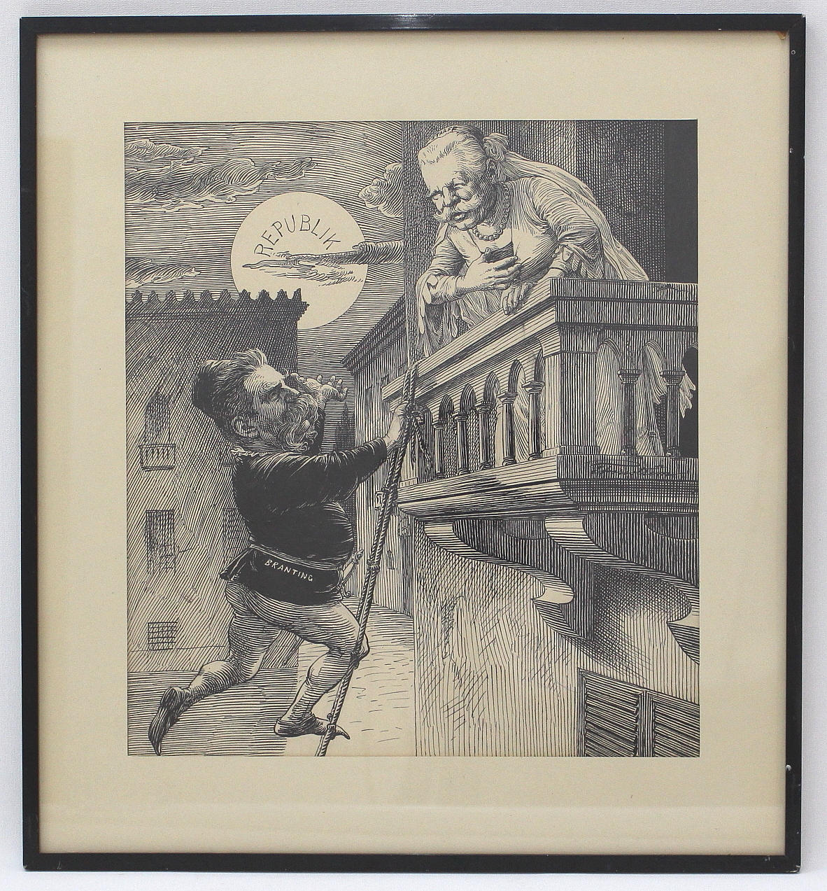 EDVARD FORSSTRÖM. tusch, politisk satir, tidig 1900-tal, signerad.