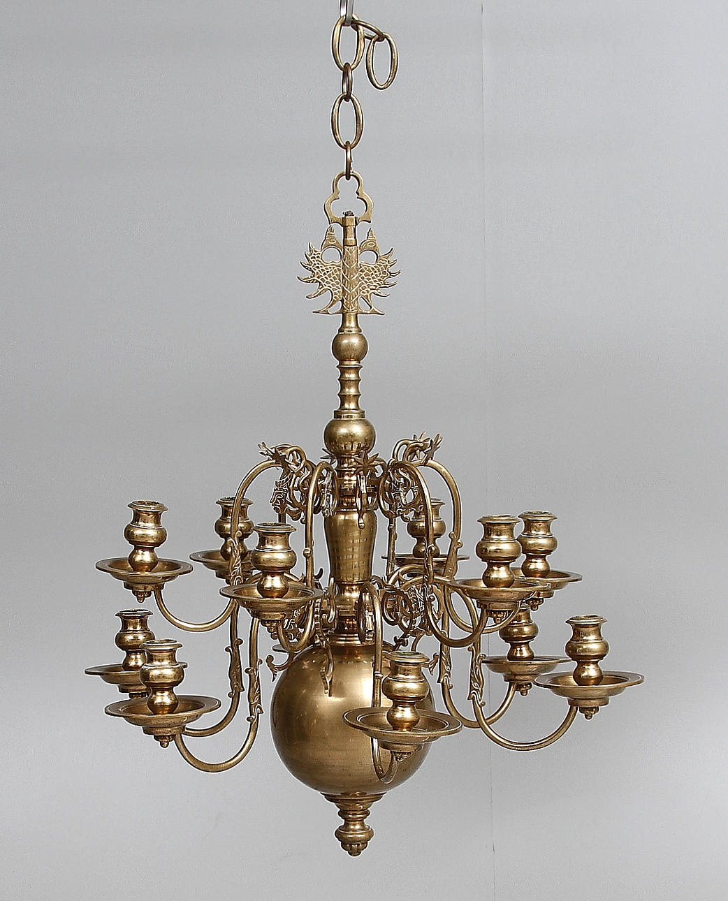 MALMKRONA, barockstil, 12 ljusarmar, sekelskiftet 18/1900-tal.