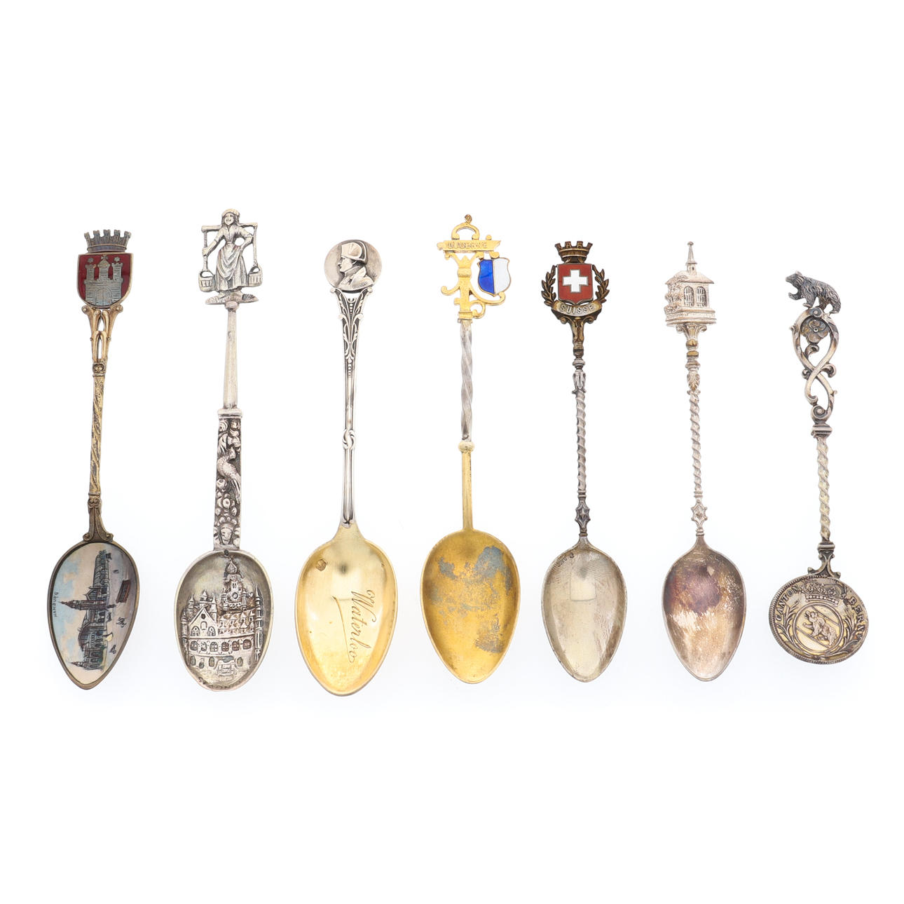 EIN DEUTSCHER 800 MARK SILBER VERGOLDETER SOUVENIR LÖFFEL.