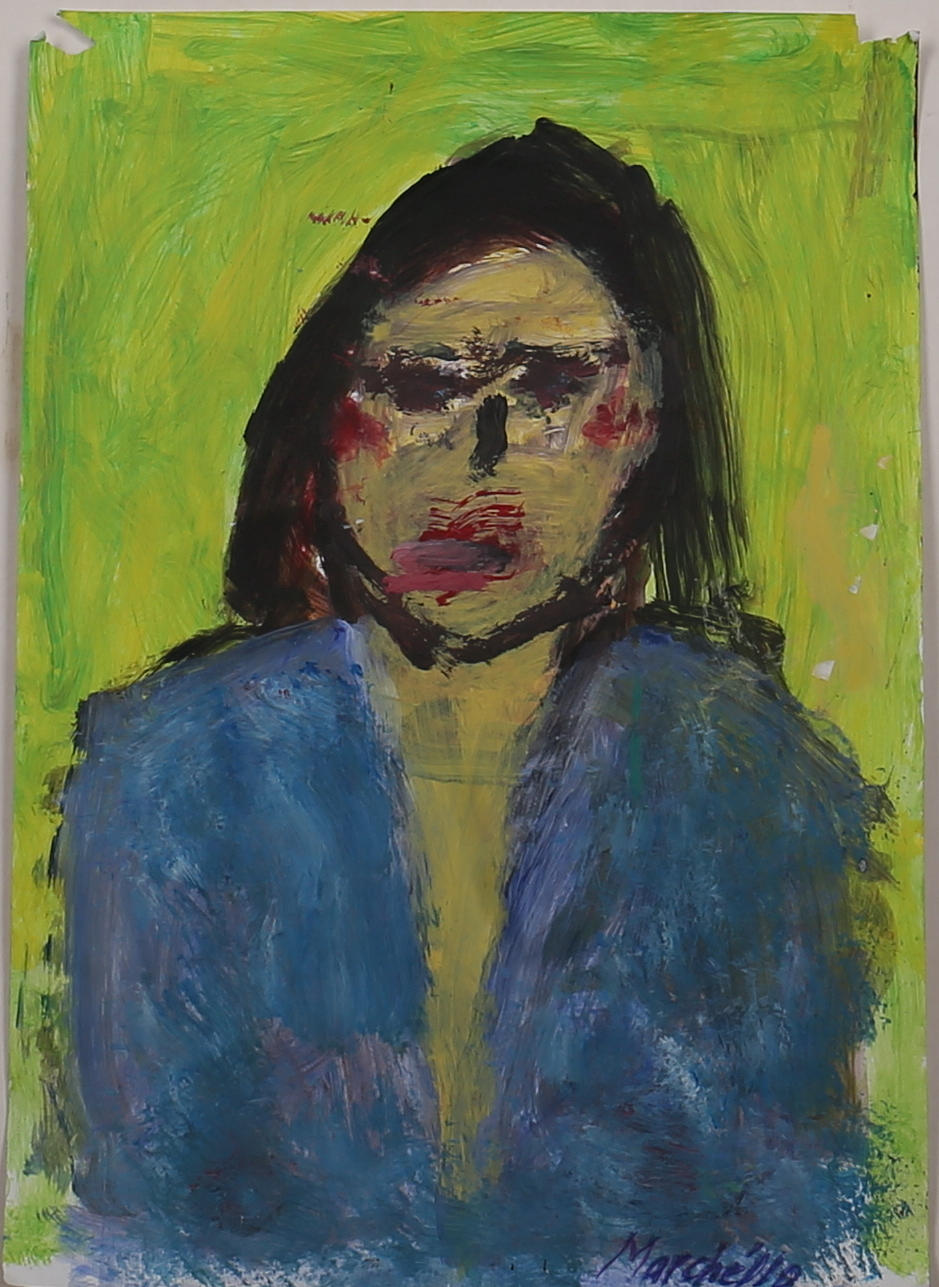 MARCHELLO. Ansikte. Olja på papp. Signerad.