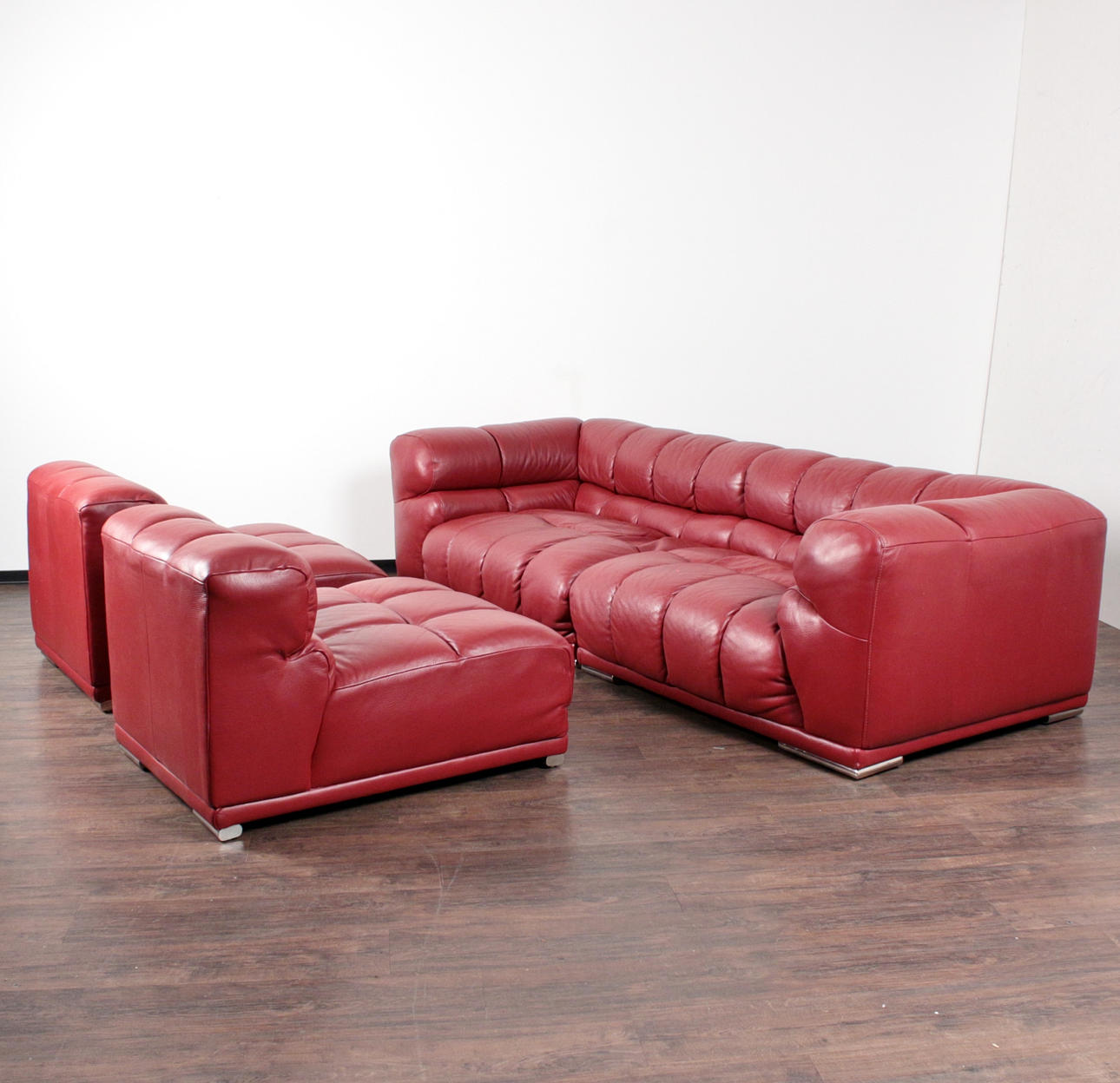 Paar Elementsessel und passendes 2er Sofa / Leder Lounge Sitzlandschaft.