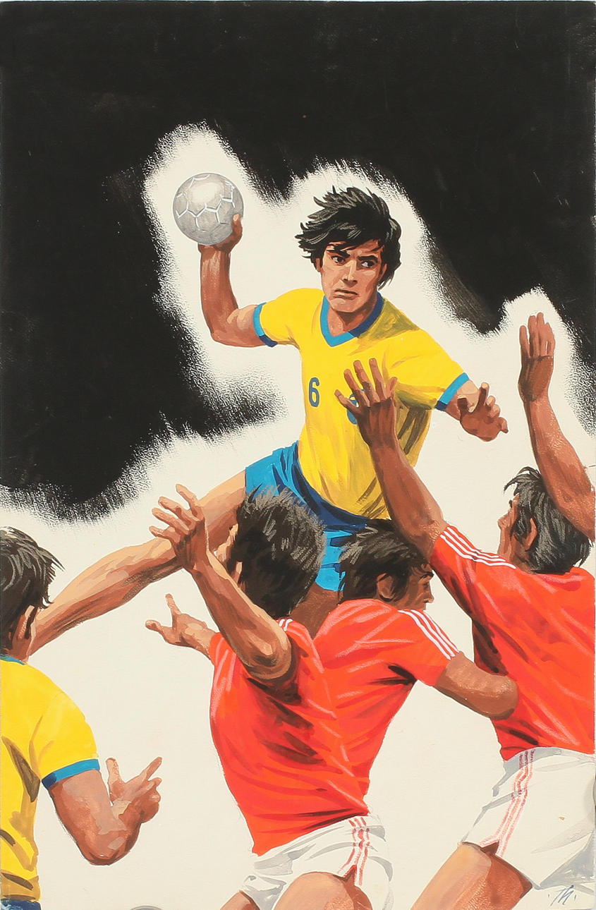 THORD LINDBLOM. "Handboll" Blandteknik på papp, monogramsignerad.