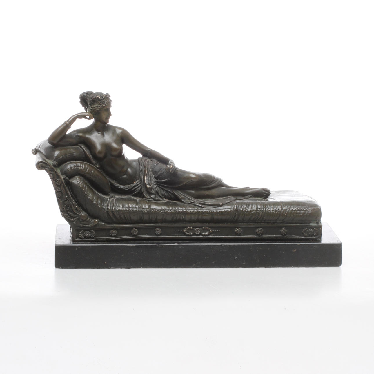 SKULPTUR, patinerad metall, kopia efter Antonio Canovas "Pauline Bonaparte som Venus Victrix", 2000-tal.