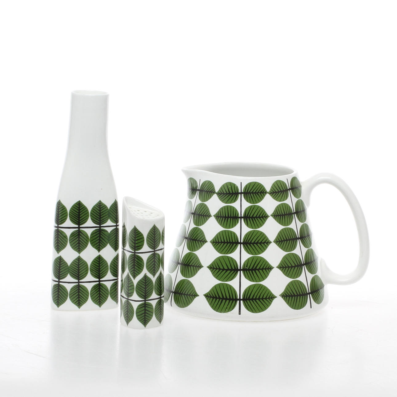 KANNA samt STRÖARE 2 st, porslin, "Berså" Stig Lindberg Gustavsberg.