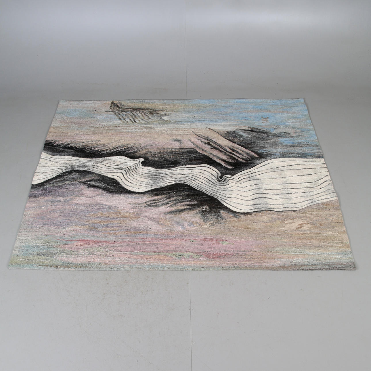 MAREK KOSSOWSKI. Wall covering, "Wstega", wool, singed MK.