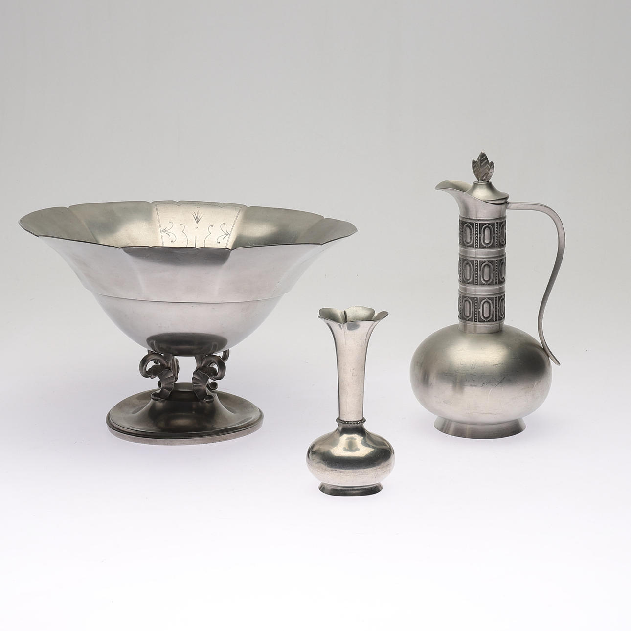 PEWTER OBJECTS, 3 pcs, 1900s.