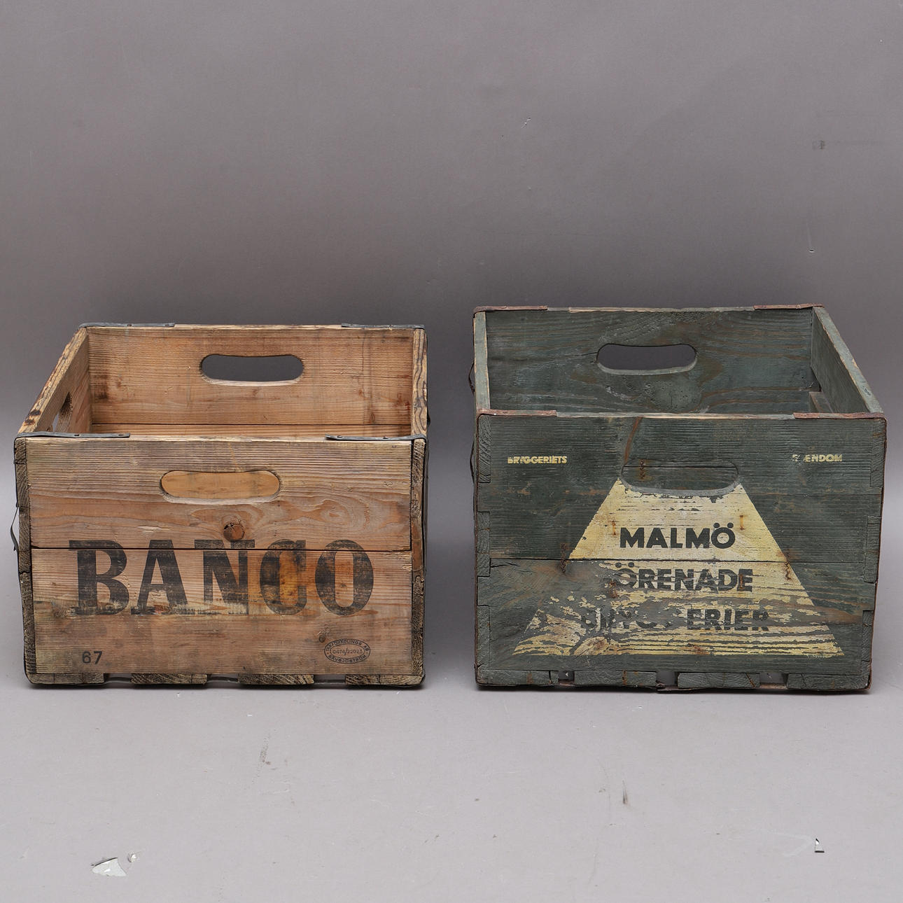 BEER BACKS, 2 piezas, madera, Banco brewery & Malmö united breweries.