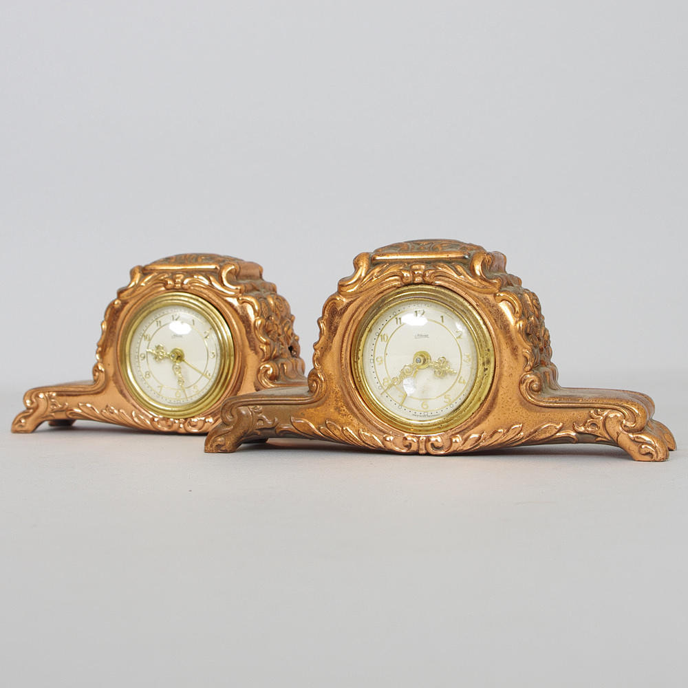 BORDSUR, 1 par, bronserad metall, Kaiser, 1900-talets mitt.