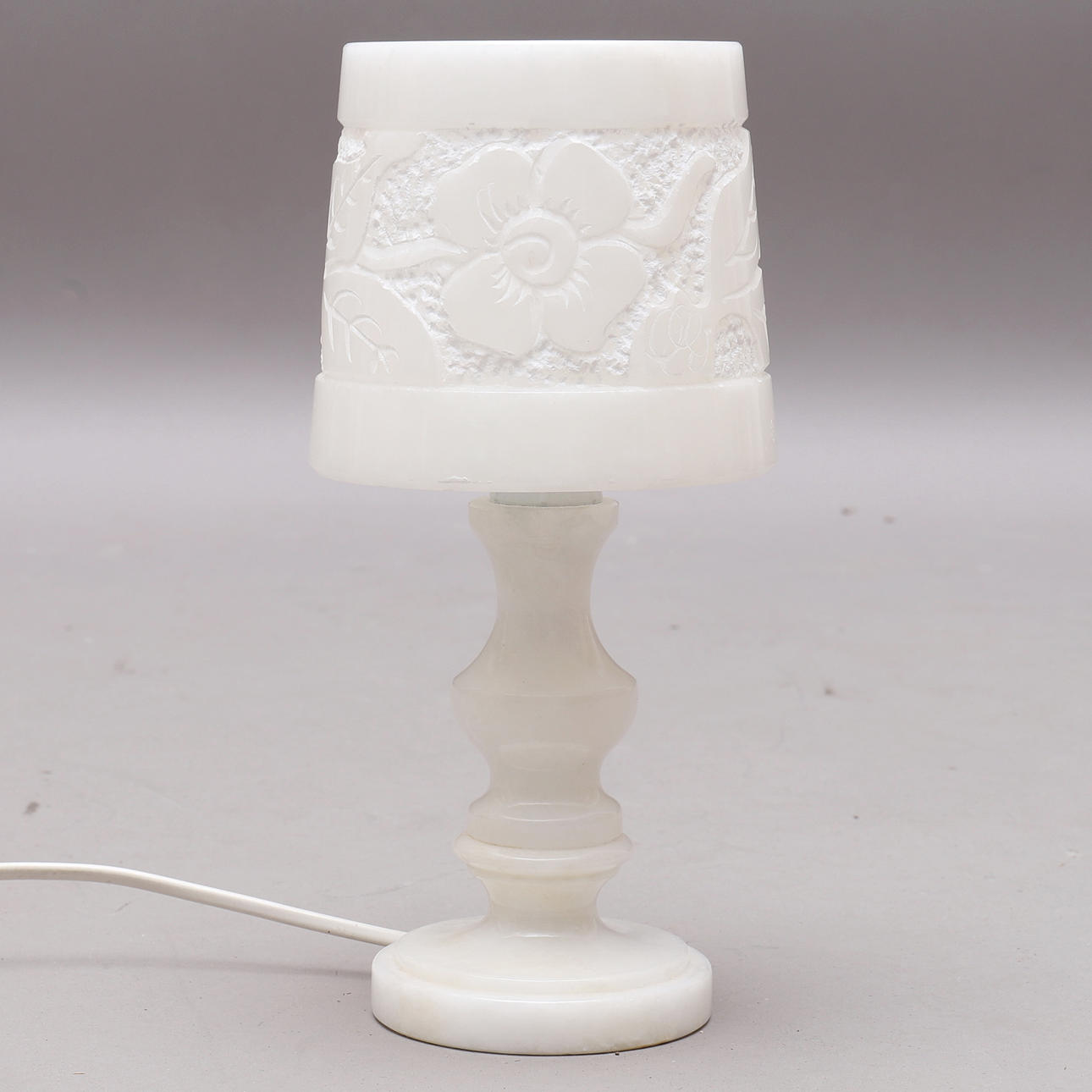 TABLE LAMP, cut decor, alabaster, Spain.