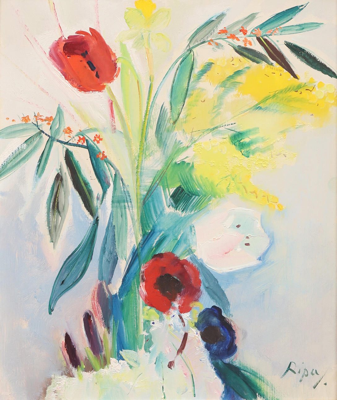 HANS RIPA. Bodegón, óleo sobre Tabla, firmado Ripa.