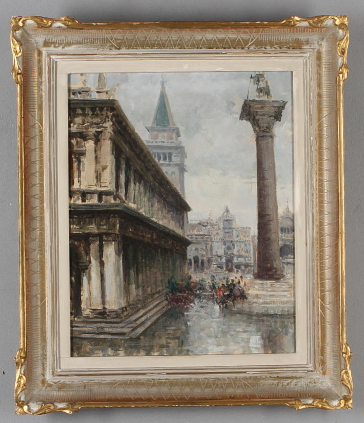LUIGI PAGAN. TILLSKRIVEN. "Piazzetta S. Marco", olja på duk, osignerad.