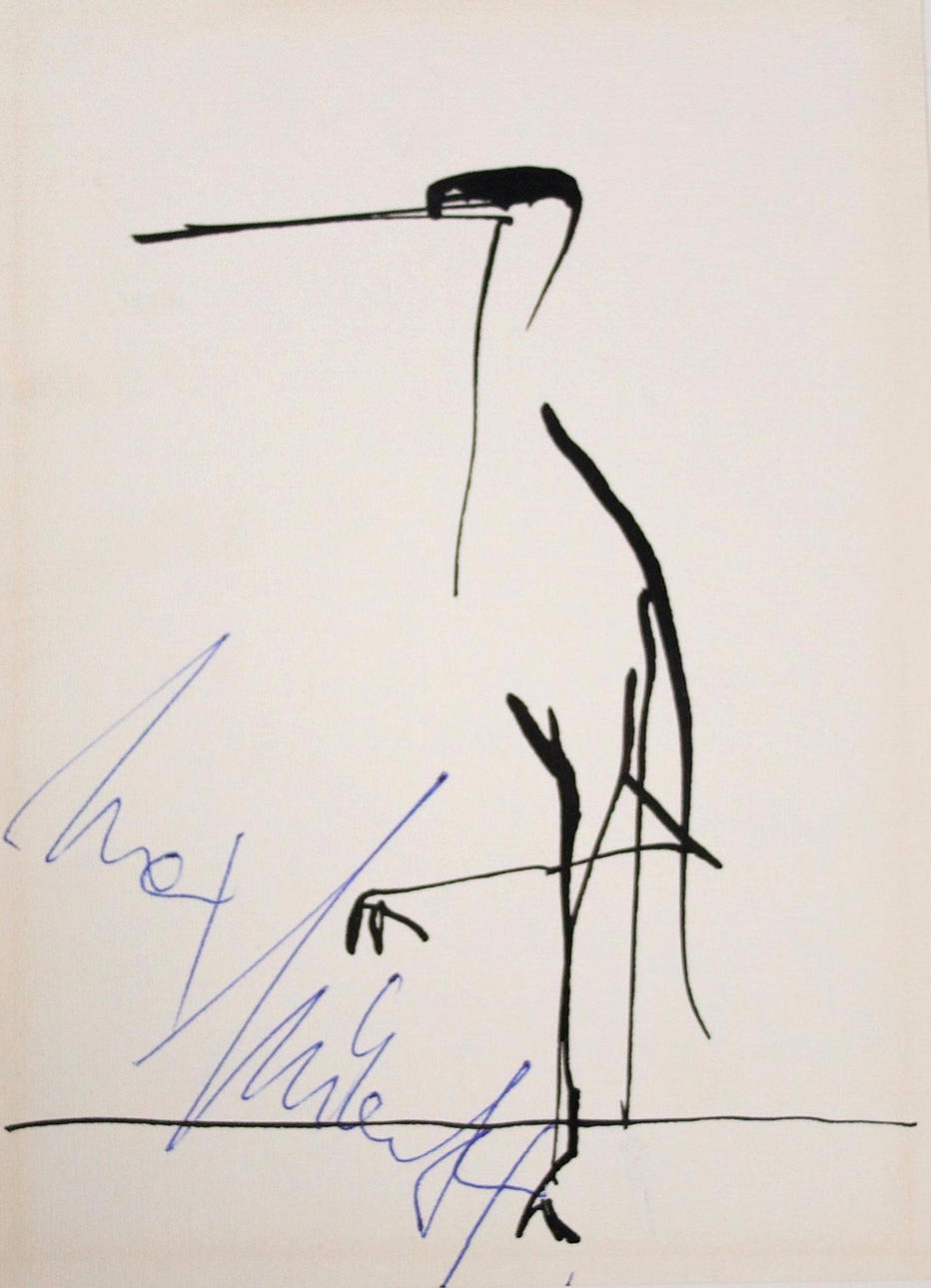 MAX MÜLLER (BK). ATELIER. Storch, Zeichnung.