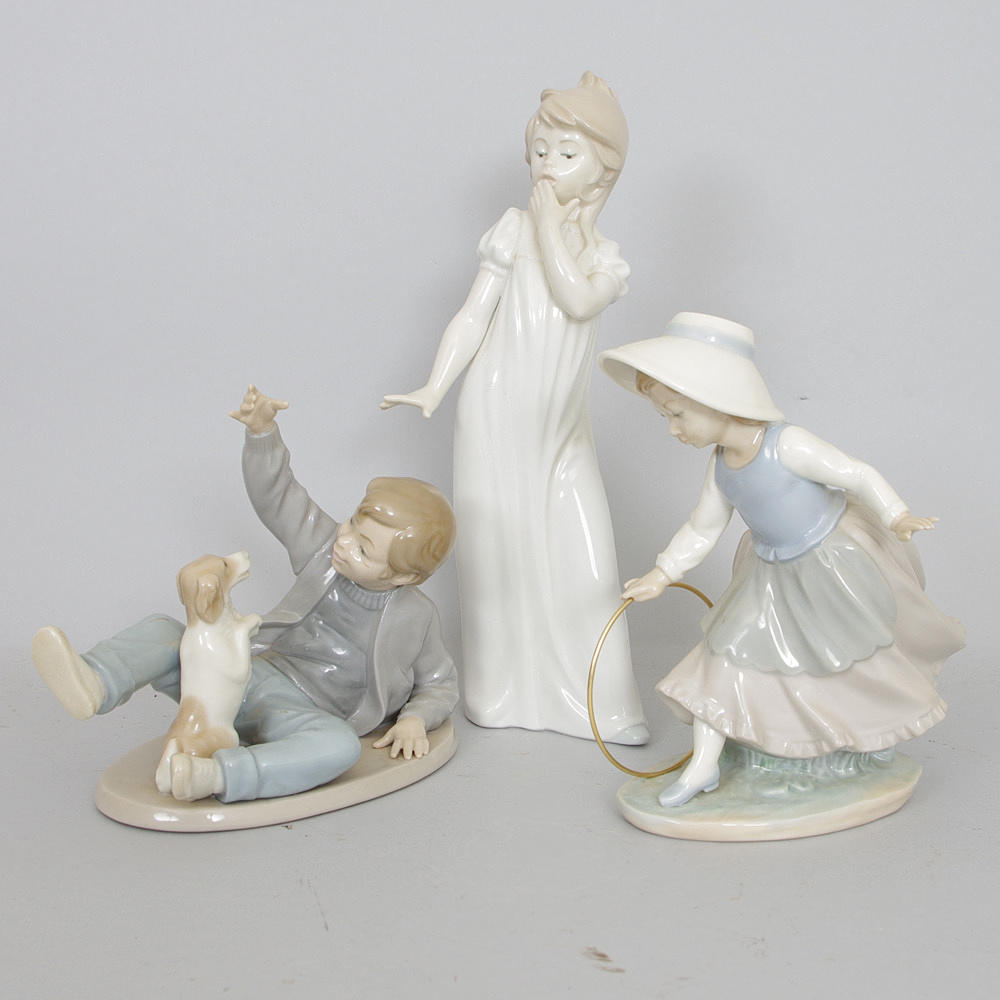 FIGURINER, porslin, 3 stycken, Nao.