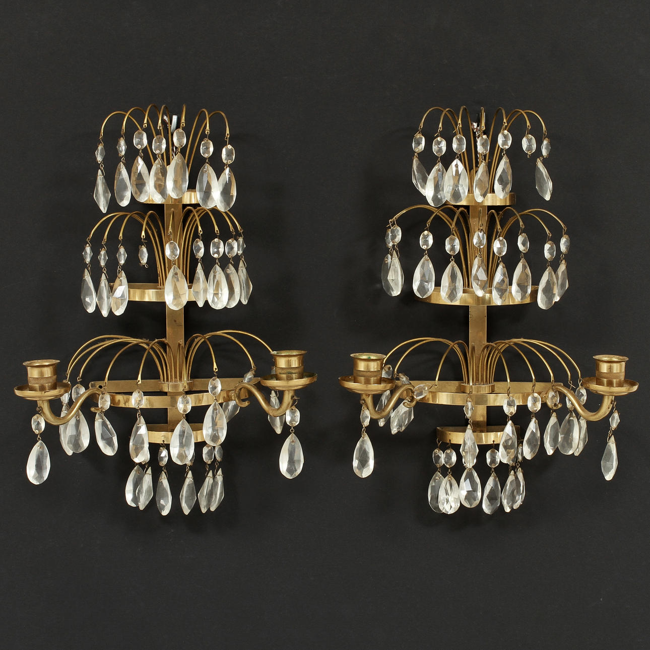 VÄGGLAMPETTER, 1 par, empirestil, 1900-tal.