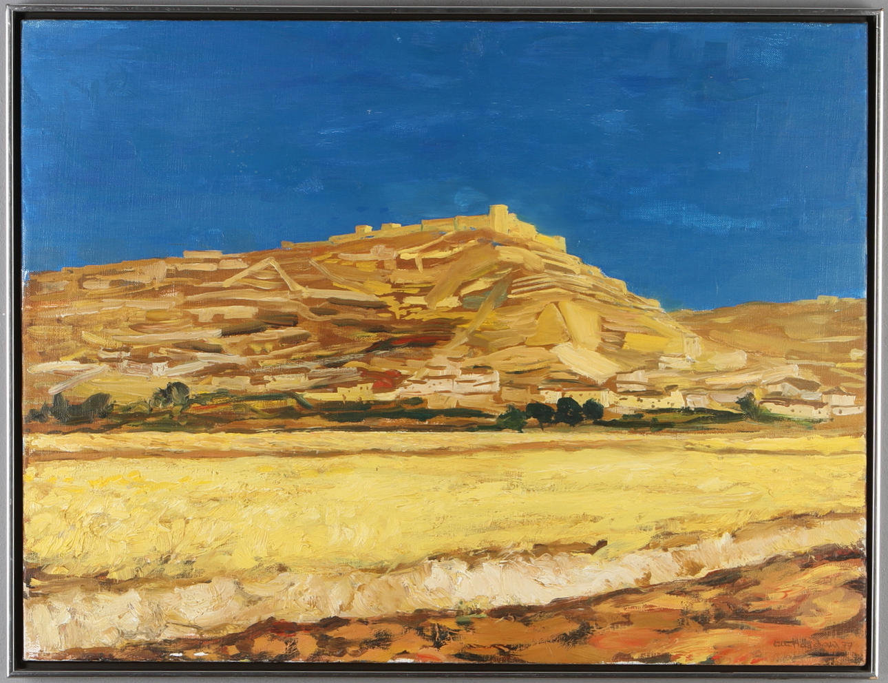 OLLE HAGDAHL. "Spanskt landskap", olja på duk, signerad samt daterad 77.