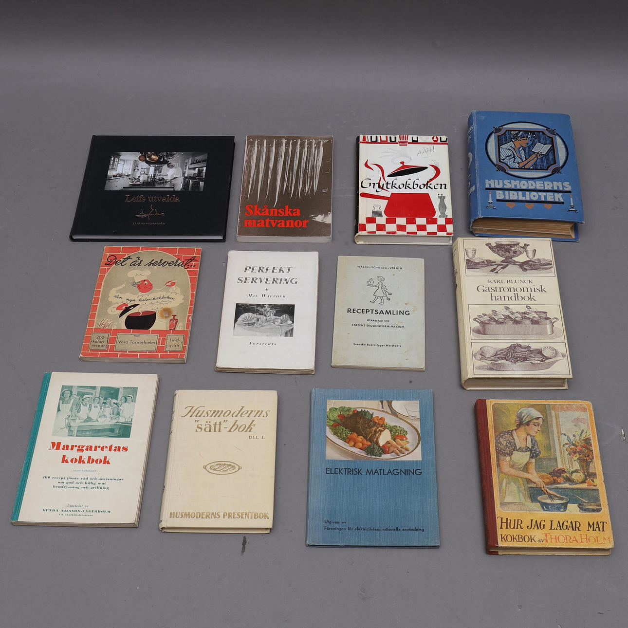 KOKBÖCKER, 12 st, bl.a. av Leif Mannerström.