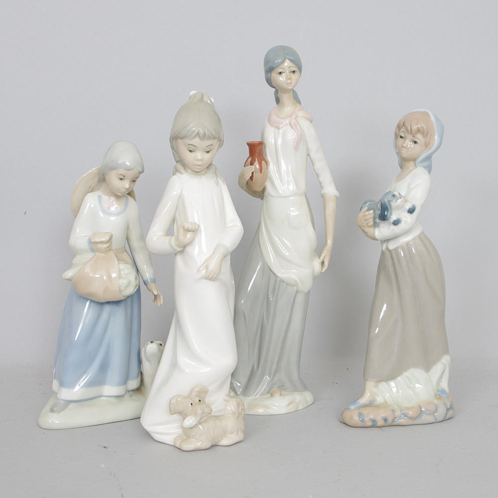 FIGURINER, 4 stycken, porslin, Casades, Zaphir samt Rex.