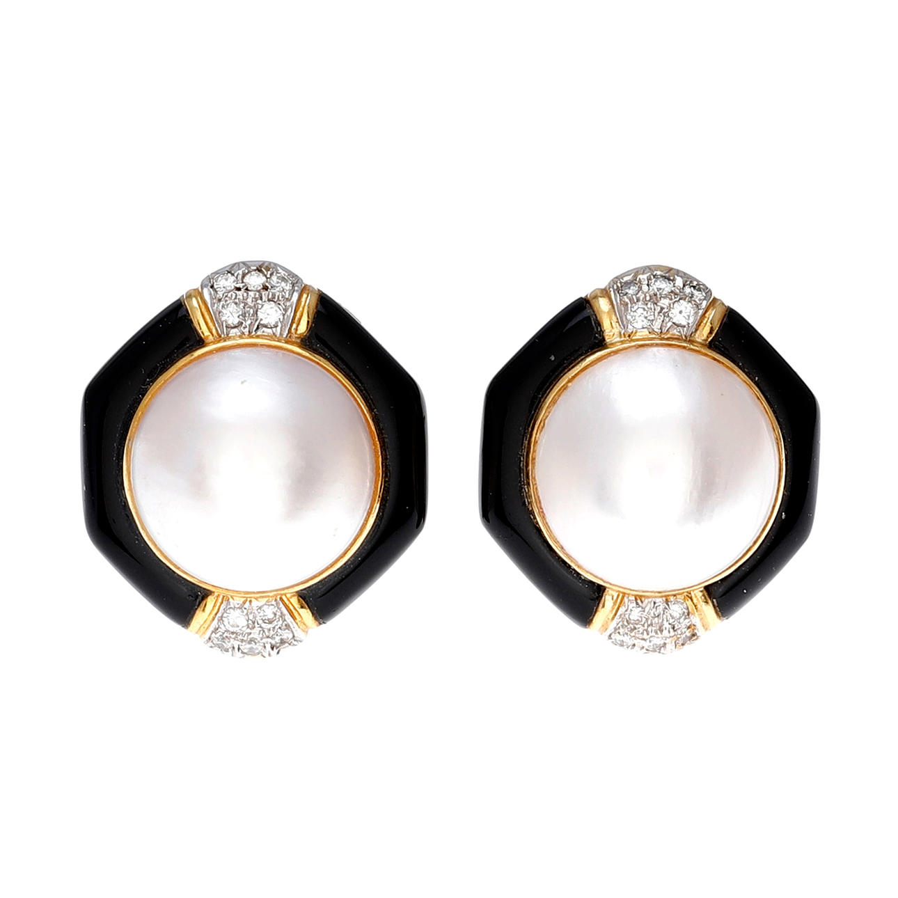 Mabé perle- og diamantøreringe.