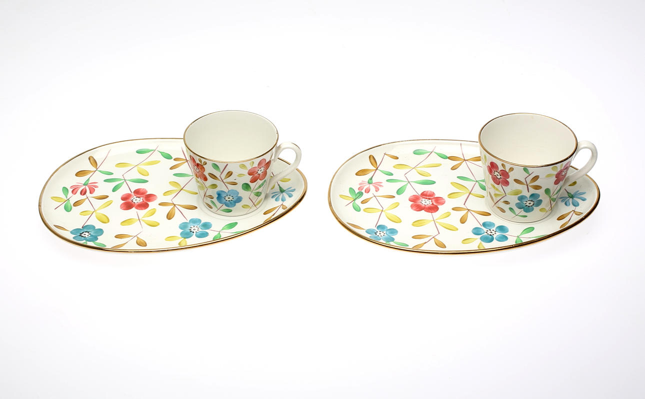 KAFFEKOPPAR, 1 par,Uppsala-Ekeby, 1950-tal.