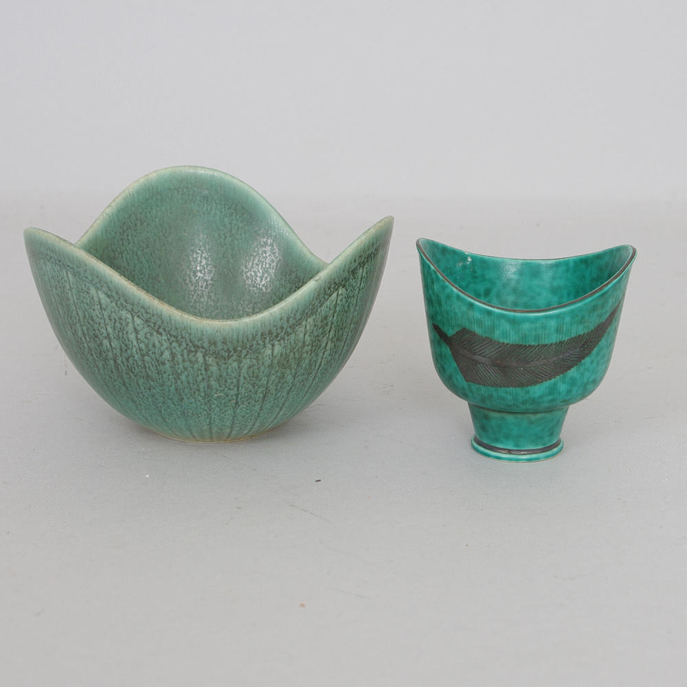 SKÅLAR, 2 stycken, Argenta Wilhelm Kåge samt Gunnar Nylund Rörstrand.