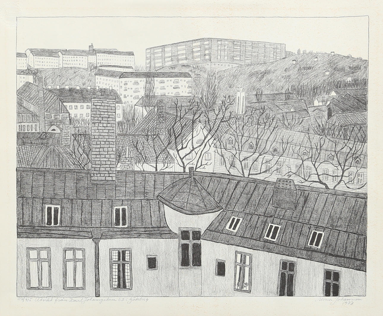 MONA JOHANSSON. Gothenburg motif, lithography, numbered, signed and dated.
