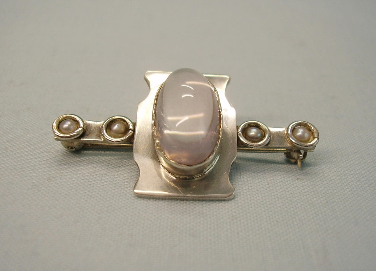 ROSENQUARZ BROSCHE SILBER 800 ANTIK.