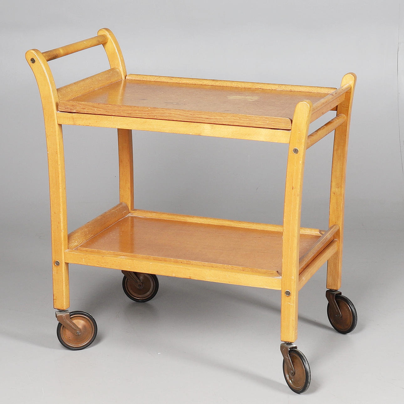 A STAPLES TEA TROLLEY.