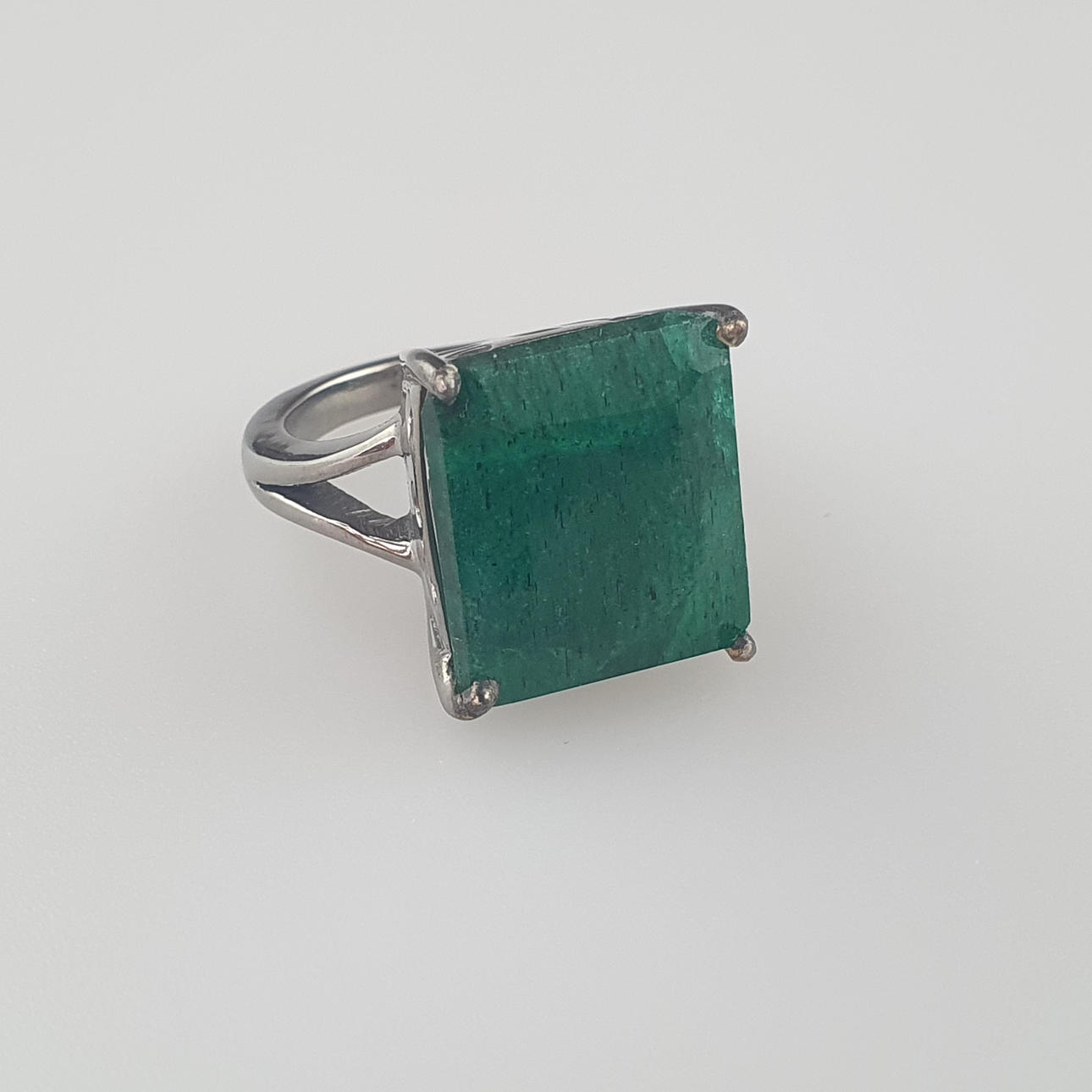 EMERALD RING - 925 silver, ring size: approx. 16.8 mm.