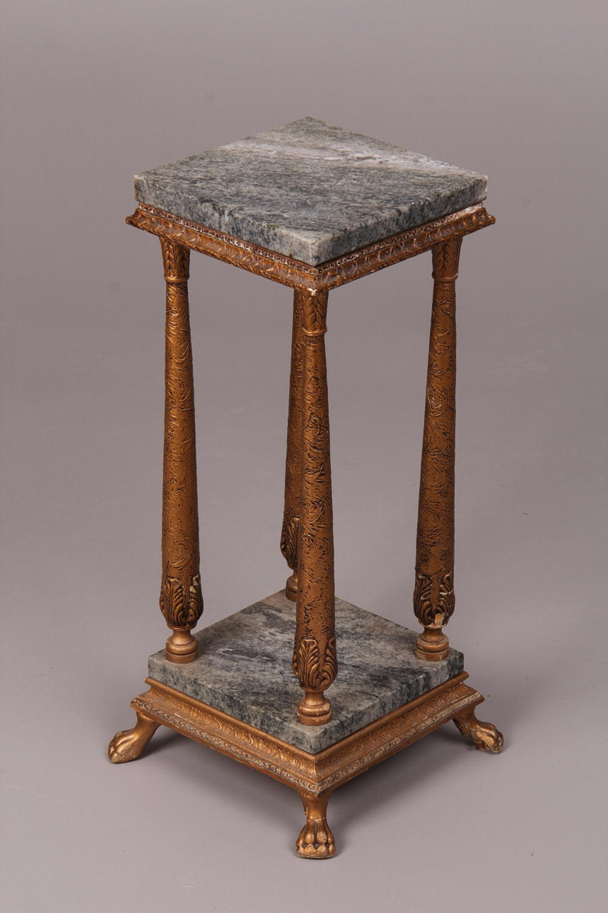 PIEDESTAL, förgylld, med marmorskiva.