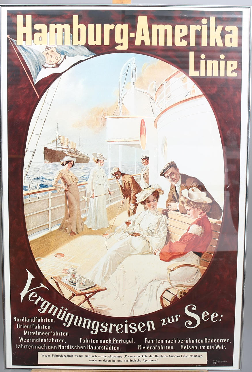 POSTER. Danach Hamburg-Amerika Linie.