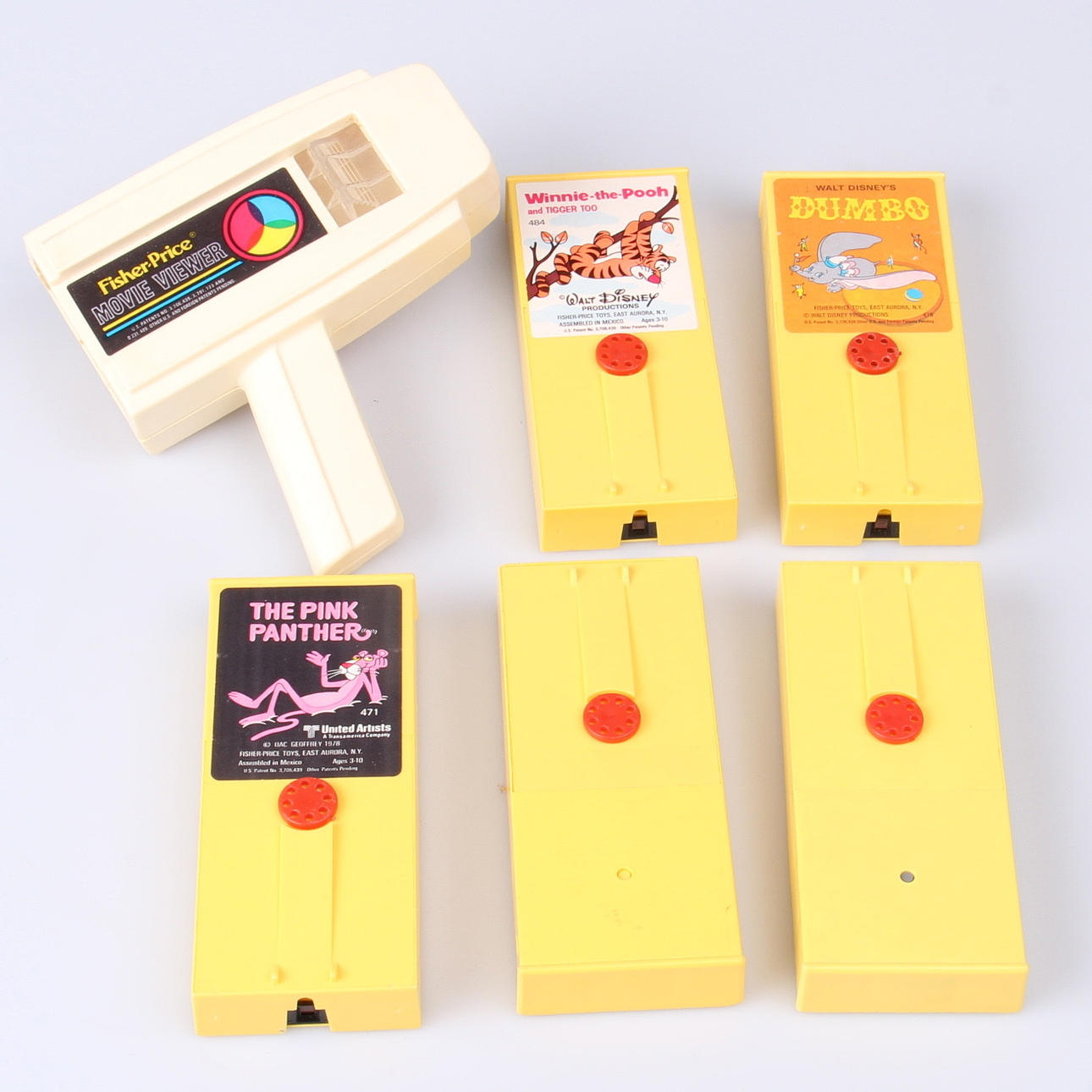 FILMVISARE, samt film, 6 delar, Fisher Price movie viewer, New York, 1973.