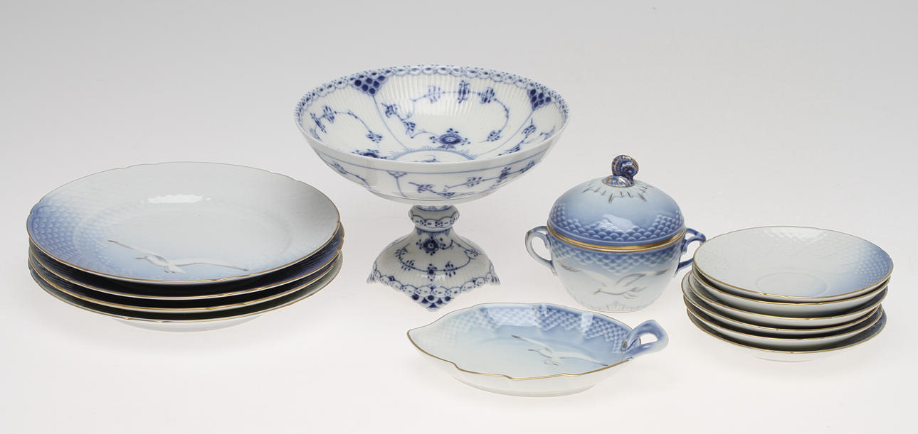 PARTI PORSLIN, "Måsen", Bing & Gröndal och "Musselmalet", Royal Copenhagen.