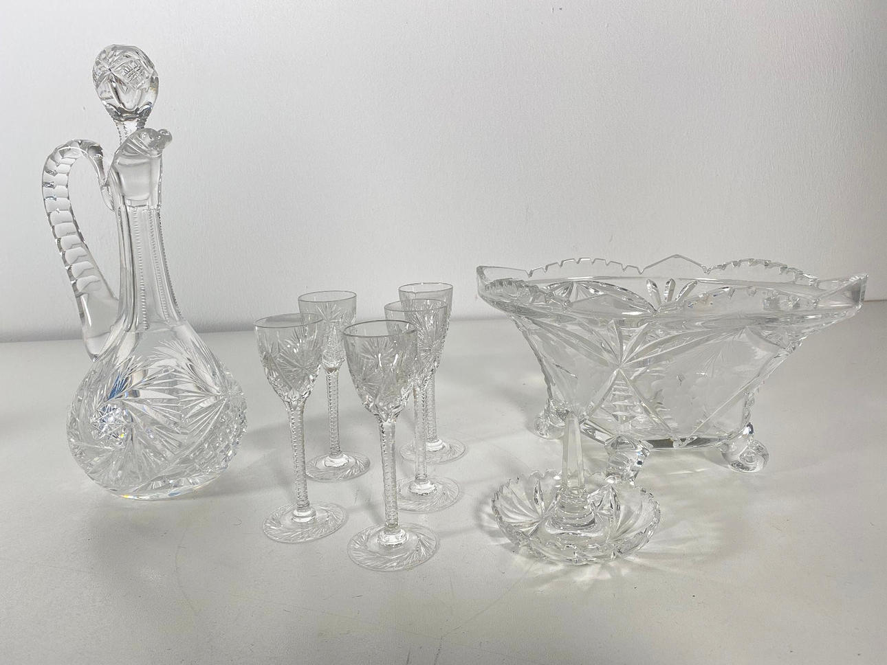 Sherryset und Obstschale, Kristallglas (13).