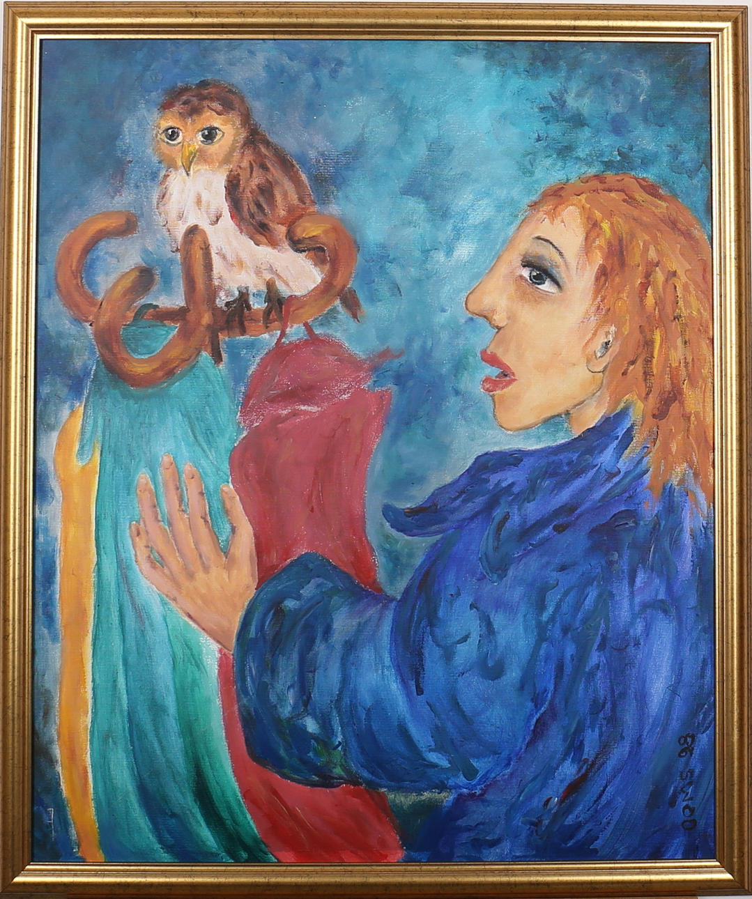 AMANDA OOMS. Självporträtt. Akryl på duk. Signerad och daterad 98.