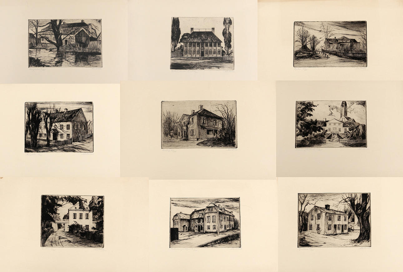 NILS BOHLIN. Grafiska blad, Nio stycken signerade.