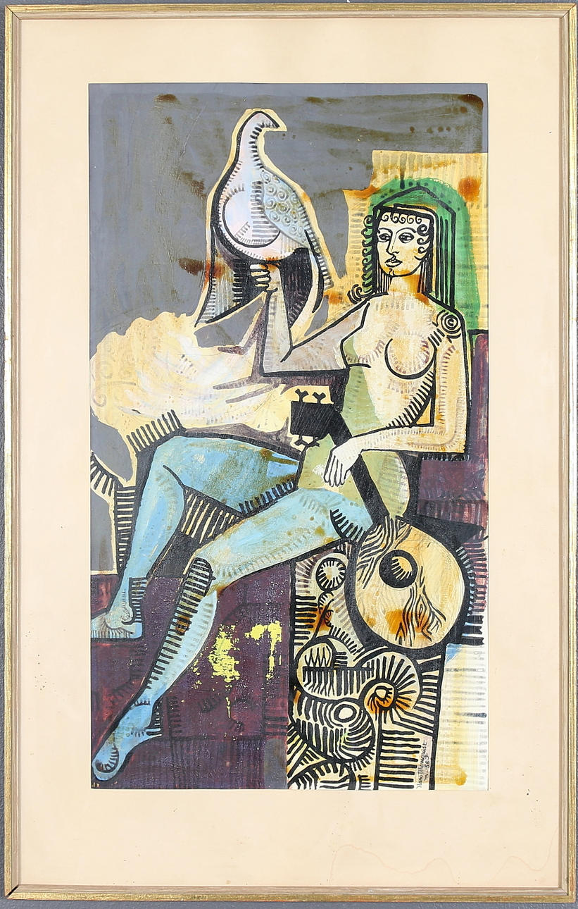 HANS BLOMQUIST. Gouache på papper, signerad, daterad, -56.