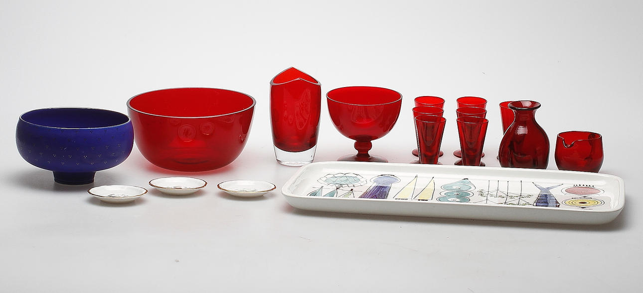 GLAS OCH KERAMIK, 17 delar, Reijmyre, Rörstrand, Rosenthal och Gefle.