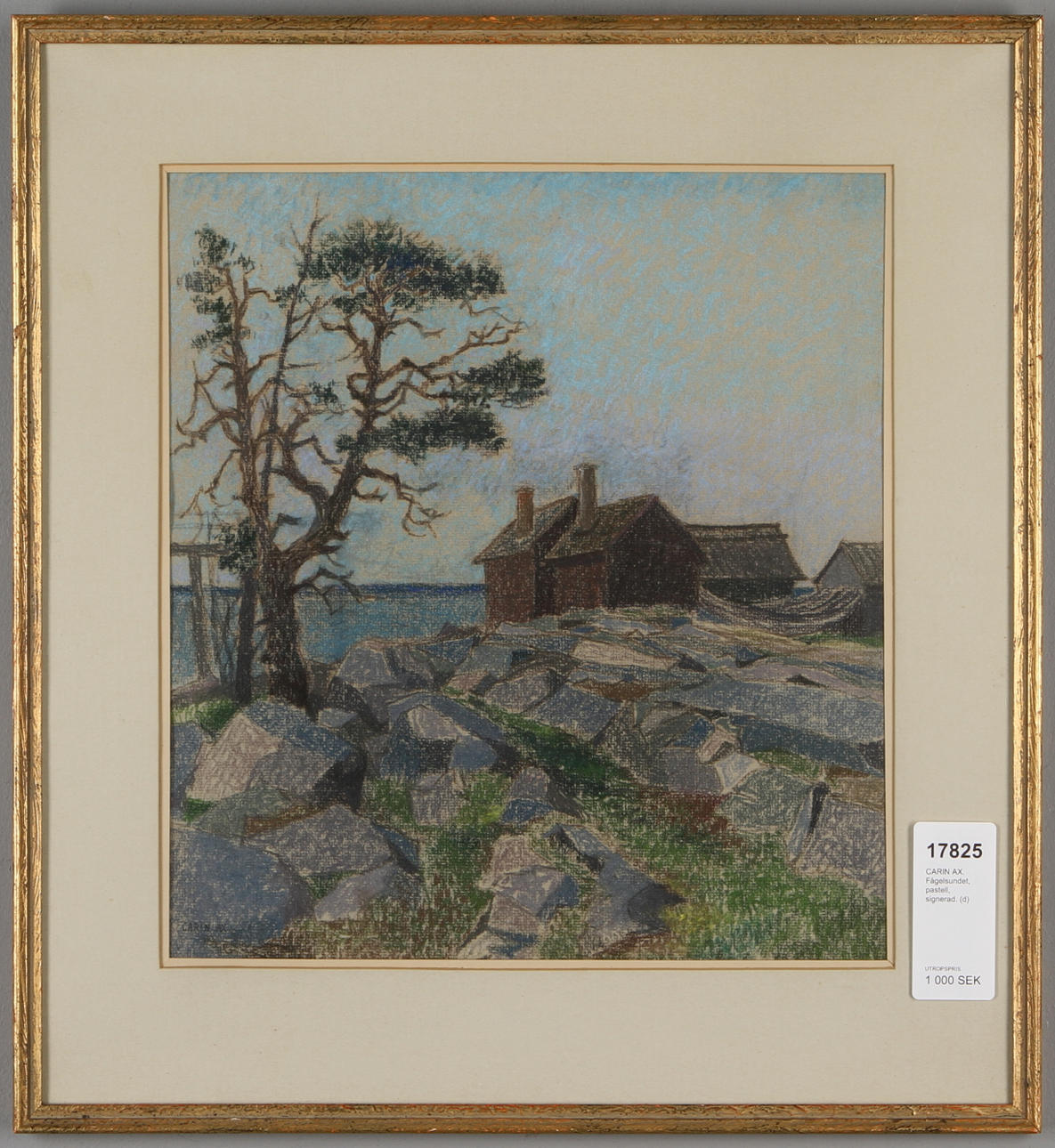 CARIN AX. Fågelsundet, pastell, signerad.