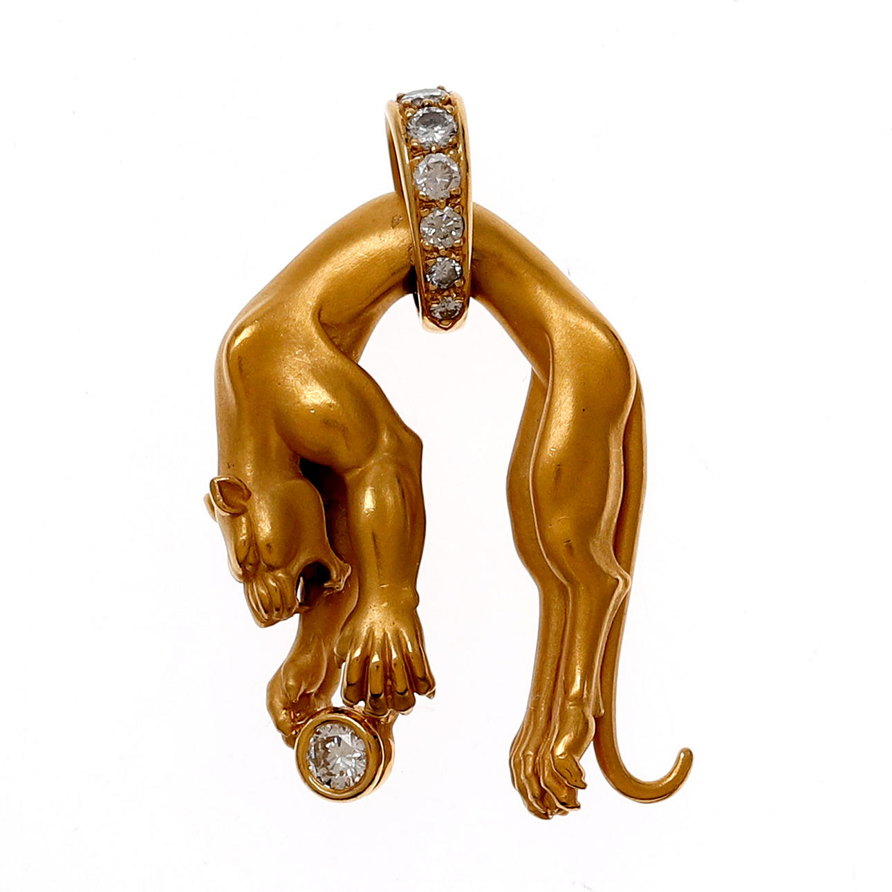 CARRERA Y CARRERA. Pantherförmiger Diamantanhänger.