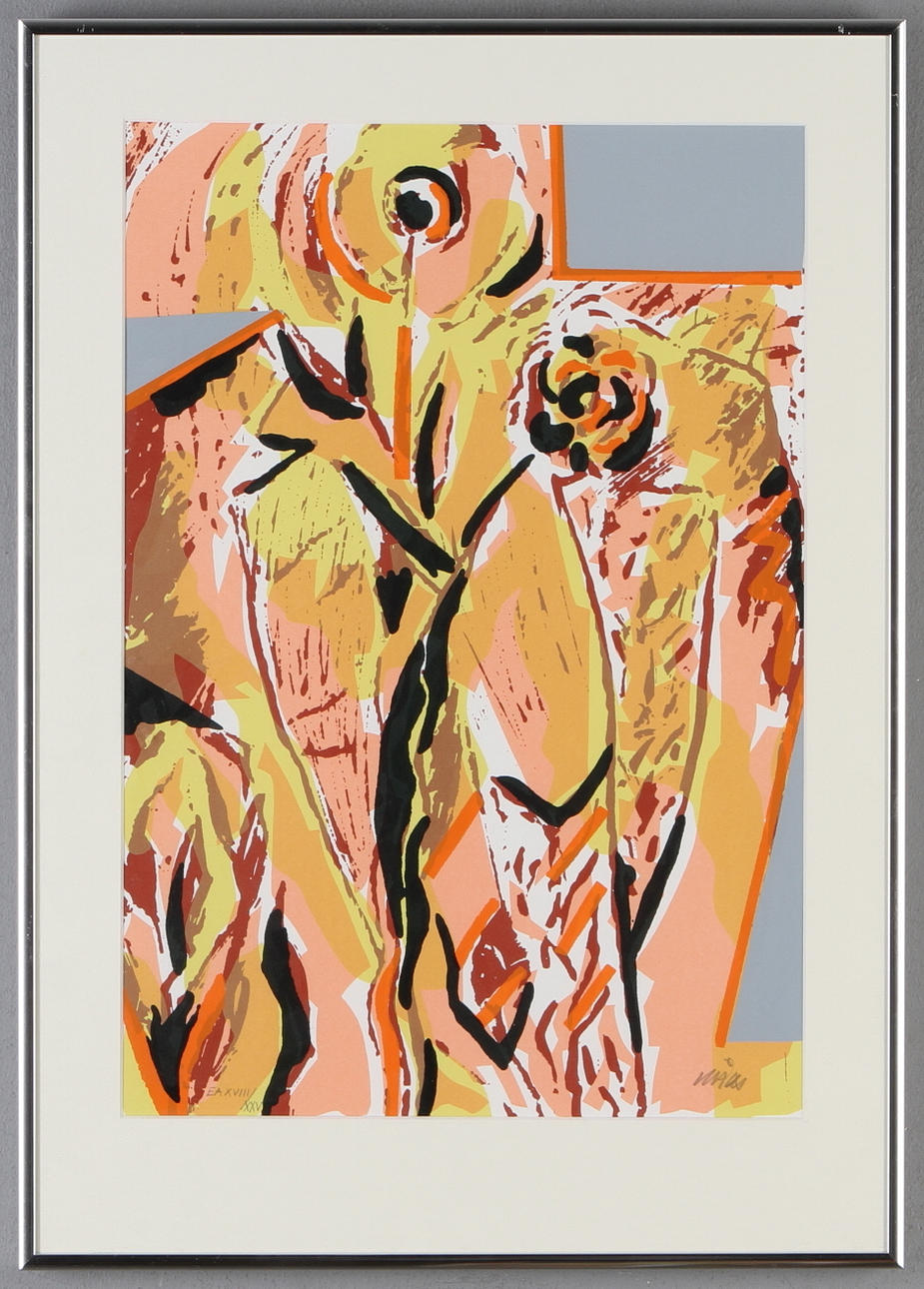 OLLE KÅKS. Komposition, färglitografi, signerad samt numrerad EA XVIII/XXV.