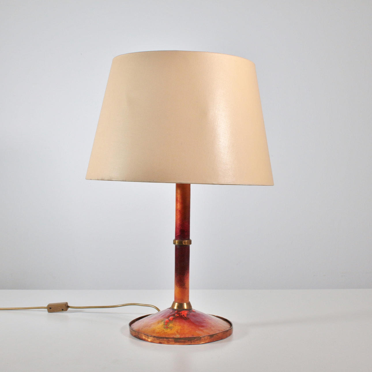 HINRICH GRAUENHORST (1919 - 1998). Unique enamel table lamp No. "257" for Atelier Inge & Hinrich Grauenhorst, Schmallenberg.